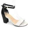 Sandales Cuir verni bicolore, Brenda Zaro, noire et blanc, talon 7,5 cm, Titia