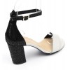 Sandales Cuir verni bicolore, Brenda Zaro, noire et blanc, talon 7,5 cm, Titia