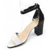 Sandales Cuir verni bicolore, Brenda Zaro, noire et blanc, talon 7,5 cm, Titia