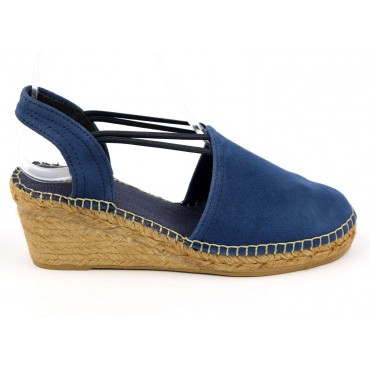 Espadrilles, compensées, femmes, petites pointures, daim, marine, Marjane