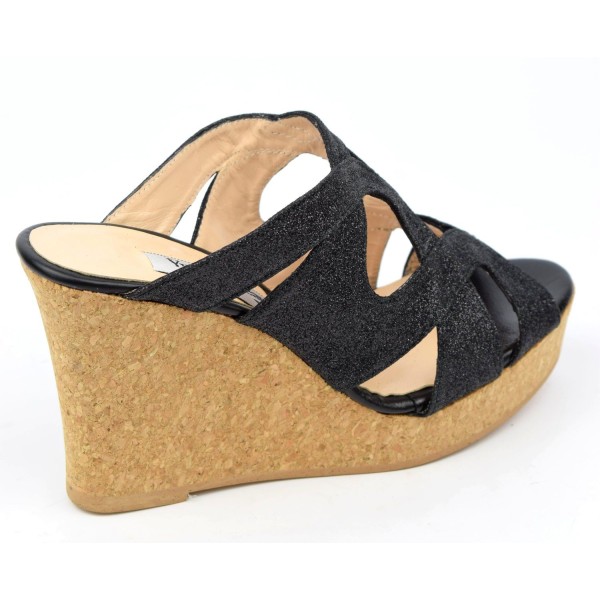 Talons Compensés Noirs Femme - Pointure 5 - Neufs (sans Boîte)
