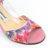 Sandales cuir daim, roses, talons compensés 6,5 cm, Yves de Beaumond, Floralita, Petites pointures femme