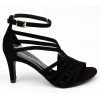 Sandales cuir daim noires, talon noire 7,5 cm, Brenda Zaro, femmes petites pointures, Destina