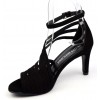 Sandales cuir daim noires, talon noire 7,5 cm, Brenda Zaro, femmes petites pointures, Destina