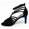 Sandales cuir daim noires, talon bleu roi 7,5 cm, Brenda Zaro, femmes petites pointures, Destina