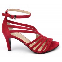 Sandales cuir daim rouge lipstick, talon  7,5 cm, Brenda Zaro, femmes petites pointures, Destina