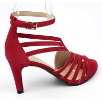 Sandales cuir daim rouge lipstick, talon  7,5 cm, Brenda Zaro, femmes petites pointures, Destina