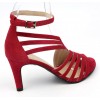 Sandales cuir daim rouge lipstick, talon  7,5 cm, Brenda Zaro, femmes petites pointures, Destina