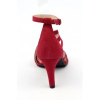 Sandales cuir daim rouge lipstick, talon  7,5 cm, Brenda Zaro, femmes petites pointures, Destina