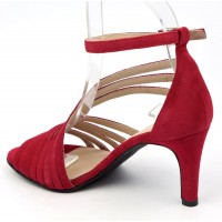 Sandales cuir daim rouge lipstick, talon  7,5 cm, Brenda Zaro, femmes petites pointures, Destina