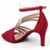 Sandales cuir daim rouge lipstick, talon  7,5 cm, Brenda Zaro, femmes petites pointures, Destina