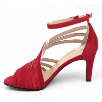 Sandales cuir daim rouge lipstick, talon  7,5 cm, Brenda Zaro, femmes petites pointures, Destina