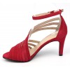 Sandales cuir daim rouge lipstick, talon  7,5 cm, Brenda Zaro, femmes petites pointures, Destina