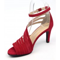 Sandales cuir daim rouge lipstick, talon  7,5 cm, Brenda Zaro, femmes petites pointures, Destina