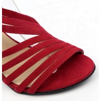 Sandales cuir daim rouge lipstick, talon  7,5 cm, Brenda Zaro, femmes petites pointures, Destina