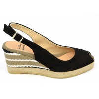 Espadrilles cuir daim,  compensées,noires, femmes, petites pointures , Orane, Toni Pons Essential