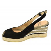 Espadrilles cuir daim,  compensées,noires, femmes, petites pointures , Orane, Toni Pons Essential