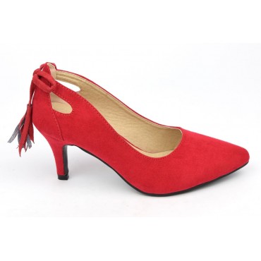 Escarpins, aspect daim, rouges, talons 7 cm, petites pointures, femmes, Lenka