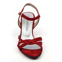 Sandales cuir daim, Brenda Zaro, talon  7 cm, rouges, Annabelle