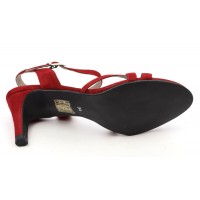 Sandales cuir daim, Brenda Zaro, talon  7 cm, rouges, Annabelle