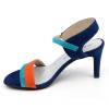 Sandales cuir daim, bleu roi, talon 7,5 cm, Brenda Zaro, Helira, femmes petites pointures