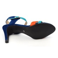 Sandales cuir daim, bleu roi, talon 7,5 cm, Brenda Zaro, Helira, femmes petites pointures