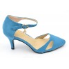 Escarpins mi-saison, aspect daim, bleues, talons 7 cm, petites pointures, femmes, Laurine