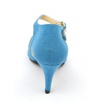 Escarpins mi-saison, aspect daim, bleues, talons 7 cm, petites pointures, femmes, Laurine