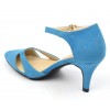 Escarpins mi-saison, aspect daim, bleues, talons 7 cm, petites pointures, femmes, Laurine