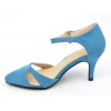 Escarpins mi-saison, aspect daim, bleues, talons 7 cm, petites pointures, femmes, Laurine