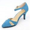 Escarpins mi-saison, aspect daim, bleues, talons 7 cm, petites pointures, femmes, Laurine