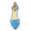 Escarpins mi-saison, aspect daim, bleues, talons 7 cm, petites pointures, femmes, Laurine