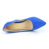 Chaussures compensées, bleues, aspect daim, talons 6,5 cm, bouts pointus, femmes, petites pointures, Carly