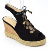 Sandales, aspect daim, noires, lacets, talons compensés, femmes petites pointures, Elsie