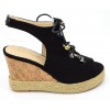 Sandales, aspect daim, noires, lacets, talons compensés, femmes petites pointures, Elsie