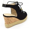 Sandales, aspect daim, noires, lacets, talons compensés, femmes petites pointures, Elsie