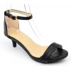 Sandales nus pieds, aspect cuir mate, noires, talon 4 cm, brides, Naoline