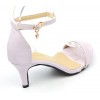 Sandales nus pieds, aspect cuir mate, mauves, talon 6,5 cm, brides, Oriane