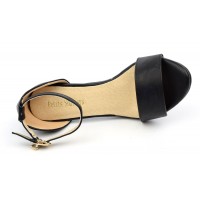 Sandales nus pieds, aspect cuir mate, noires, talon 6,5 cm, brides, Shanon