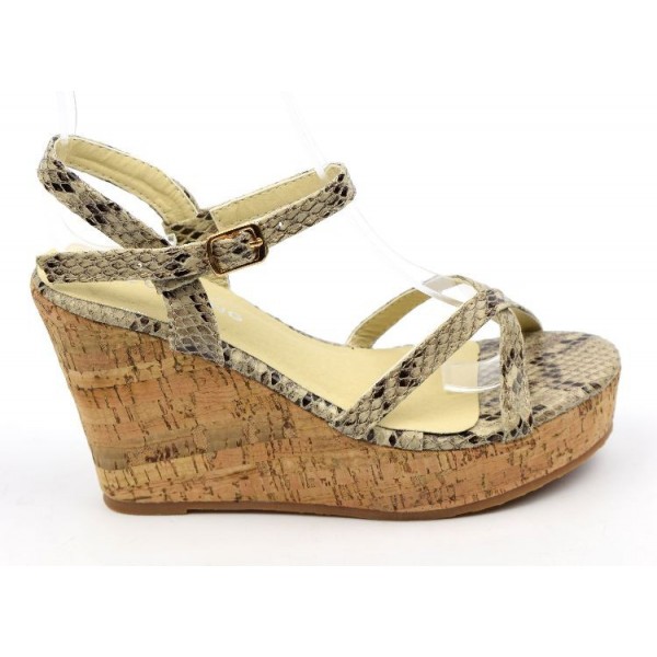 Talons Compensés En Liège Audrey Brooke - Pointure 7.5 US, Beige, Style Sandale à Bride