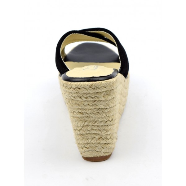 Mules, talons compensés, aspect daim, noires, Dania, femmes, petites ...