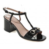 Sandales vernies, noires, talons carrés, 7 cm, Suzel, femmes petites pointures