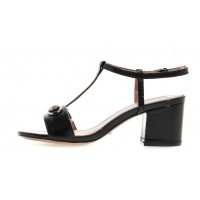 Sandales vernies, noires, talons carrés, 7 cm, Suzel, femmes petites pointures