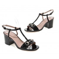 Sandales vernies, noires, talons carrés, 7 cm, Suzel, femmes petites pointures