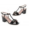 Sandales vernies, noires, talons carrés, 7 cm, Suzel, femmes petites pointures