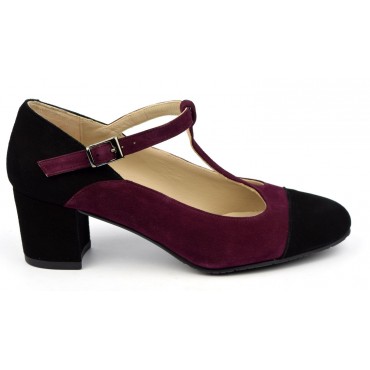 Escarpins brides, cuir daim,  bordeaux, Brenda Zaro, femmes petites pointures,  Slow - F1786B