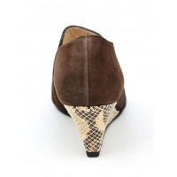 Bottines, low boots, compensées, cuir daim, marron, femmes petites pointures, Yves de Beaumond, Chester, MI-411