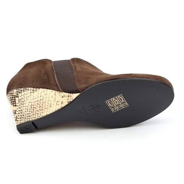 Bottines plates en cuir vernis Fibi2 Marron Cosmoparis - Femme | Place des Tendances