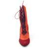 Bottines, lacets, cuir daim, tricolores bordeaux-orange-violet, Yves de Beaumond, femmes petites pointures, Oxford, MI-416