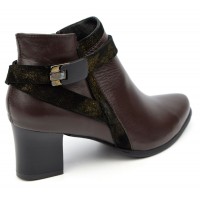 Bottines  low boots, cuir mate, marron fonçé, talon 5,5 cm, J.Metayer, Meabon, femmes petites pointures